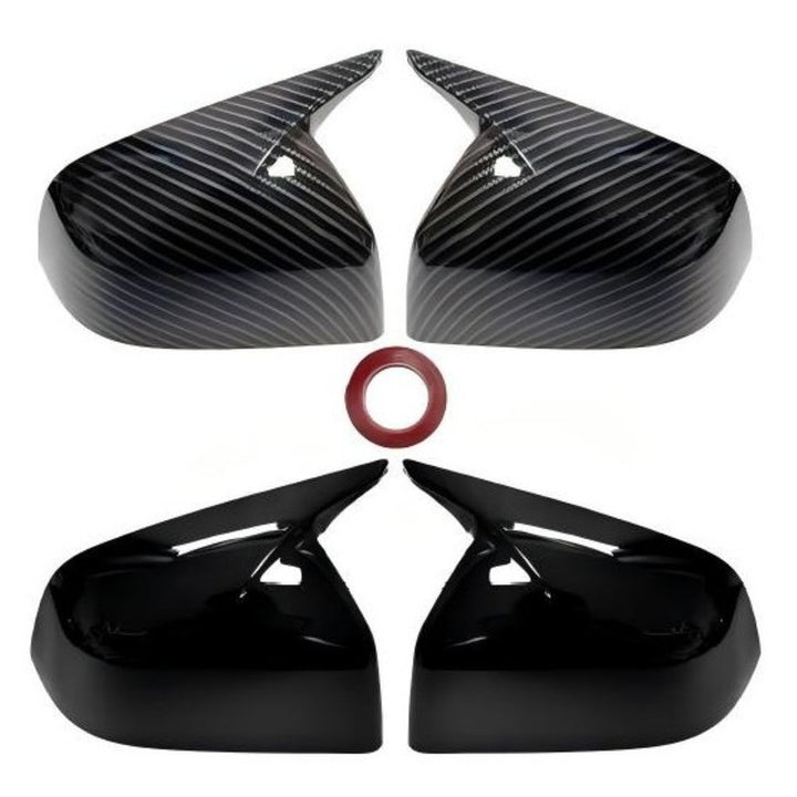 Car Craft Compatible With Tesla Model Y Juniper 2025 Side Rear View Case Wing Cap Shell Housing Mirror Covers 3m Tape Pasting Style Carbon Fiber Look CC-11547