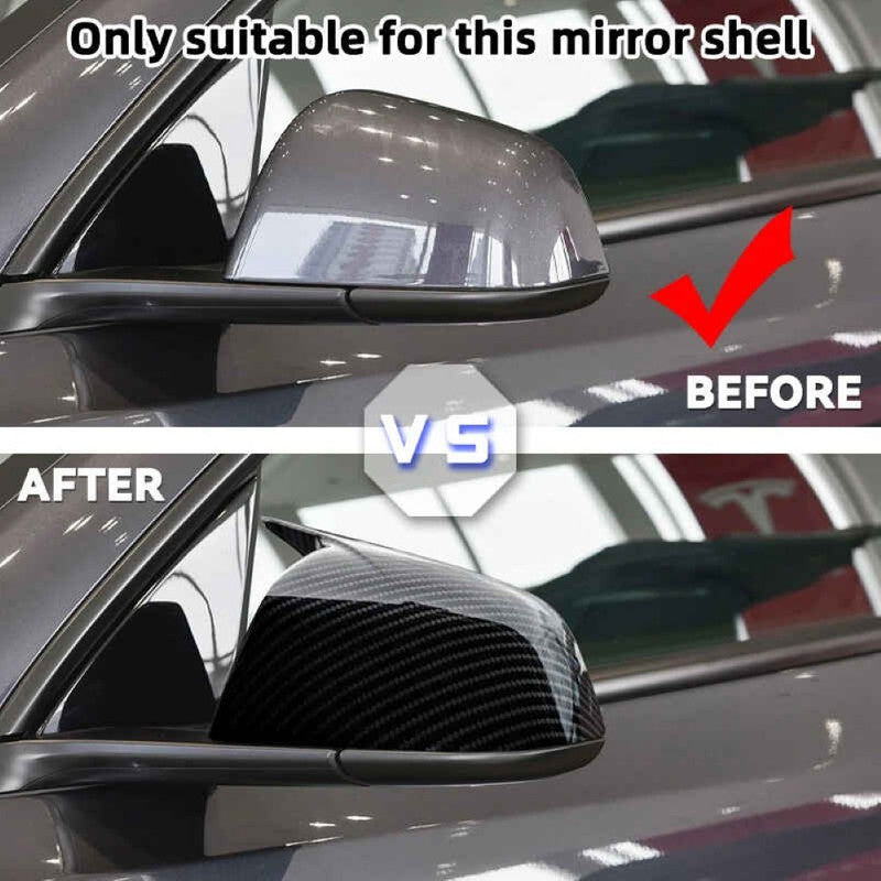 Car Craft Compatible With Tesla Model Y Juniper 2025 Side Rear View Case Wing Cap Shell Housing Mirror Covers 3m Tape Pasting Style Glossy Black CC-11546