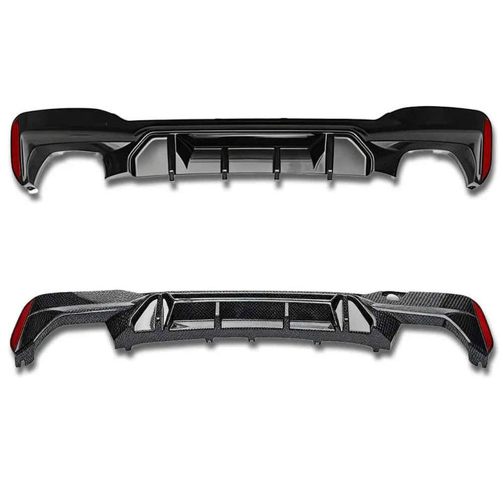 Car Craft Compatible With Bmw 5 Series Lci G30 G38 F90 2021-2023 M Sport M5 Rear Bumper Lip Diffuser Skirt 4 Line G30/38-055/056 Cf Carbon Fiber Look