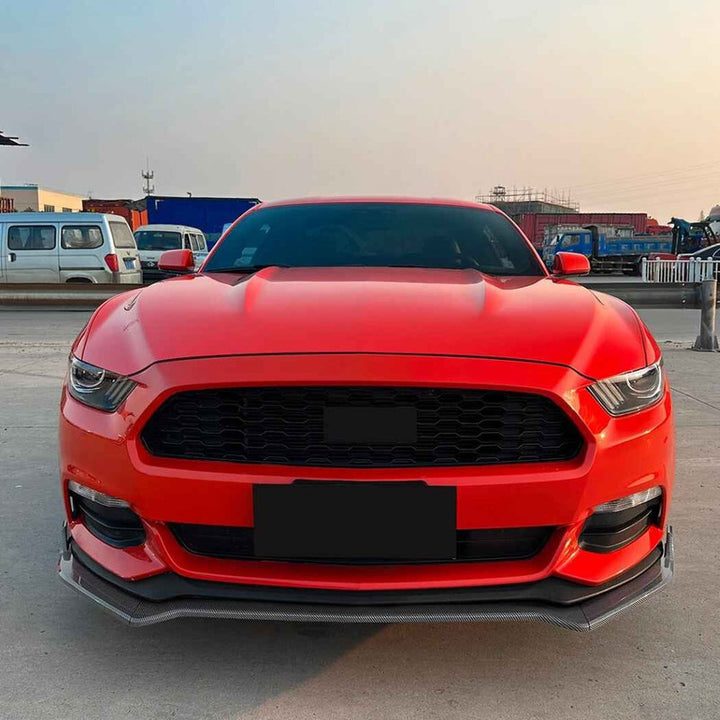 Car Craft Compatible With Ford Mustang Mk6 2015-2017 Front Bumper Lip Splitter Skirts Zst-1131 Cf Carbon Fiber Look - CAR CRAFT INDIA