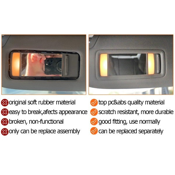 Car Craft Compatible With Porsche Panamera 970 2010-2016 Car Sunshade Bezel Sun Visor Cover Frame Makeup Vanity Mirror Glass Holder Outer Panel Trim Cover 970731031ay1-c Black