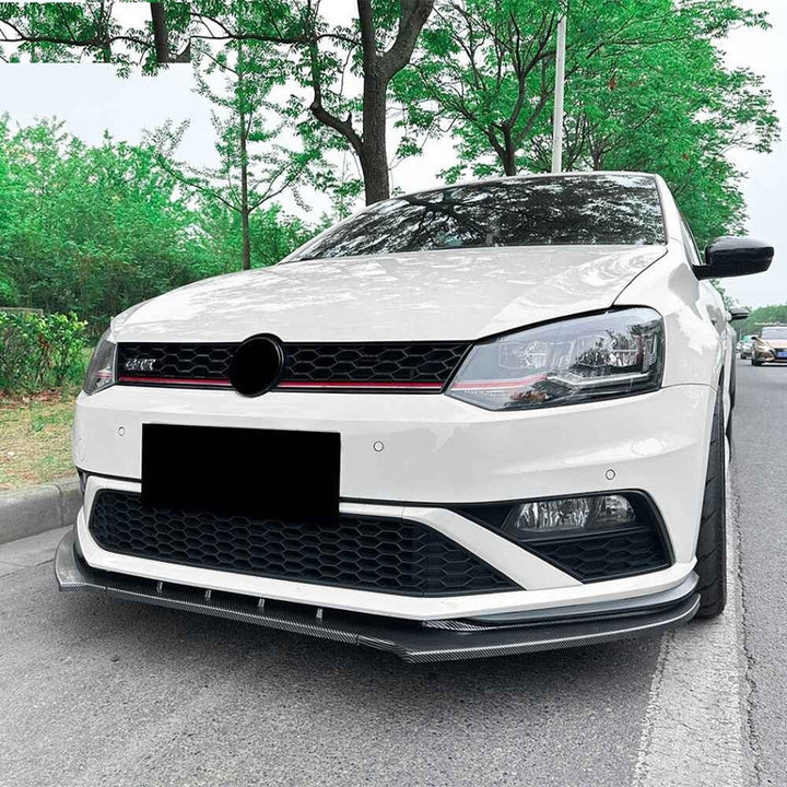 Car Craft Compatible With Vw Volkswagen Polo Jetta 2015-2024 Front Bumper Lip Splitter Skirts Zst-1110 Cf Carbon Fiber Look - CAR CRAFT INDIA