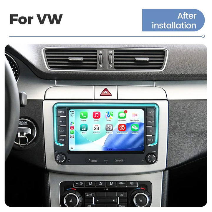 Car Craft Compatible With Vw Volkswagen Skoda Polo Jetta Passat Ameo Tiguan Toureg Fabia Rapid Vento Octavia Superb Digital Android Multimedia Infotainment Touchscreen Dvd Player Carplay Android Auto 8 Coire 4gb +64gb Ambient Light With Camera 7 Inch