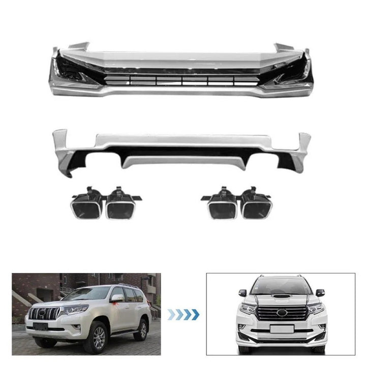 Car Craft Compatible With Toyota Land Cruiser Prado Fj150 2018 Upgrade Facelift Convert To Modellista Bodykit Front Rear Bumper Lip Side Trim Grill Skirt Splitter Trim Exhasut Pipe Tip F072