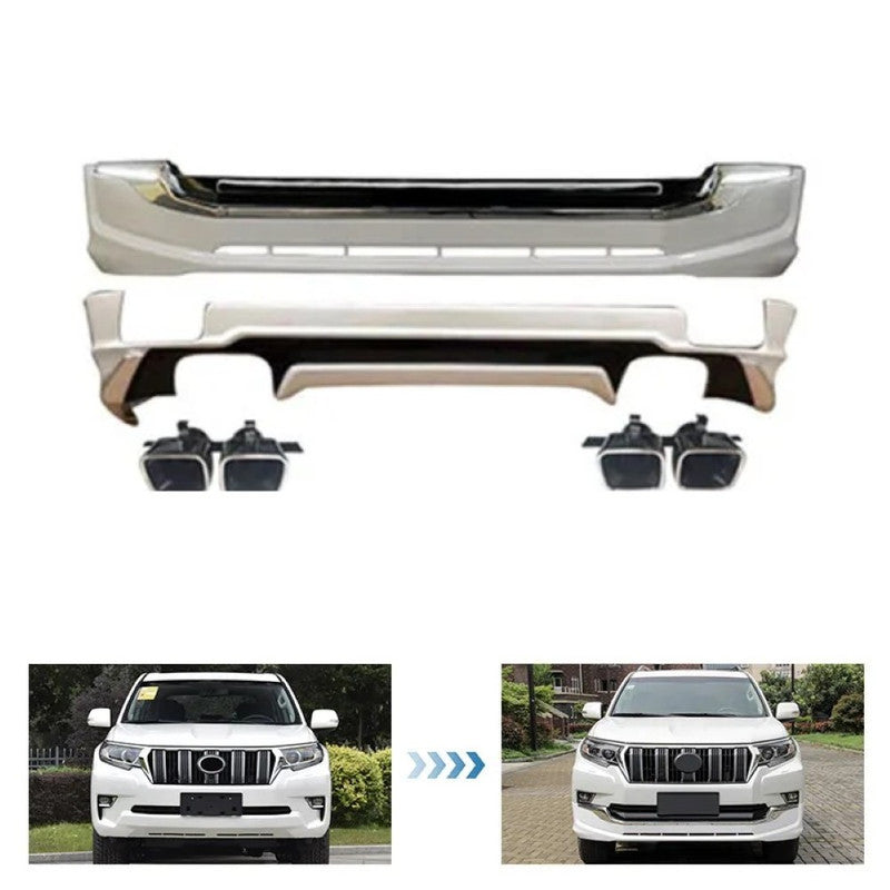 Car Craft Compatible With Toyota Land Cruiser Prado Fj150 2018 Upgrade Facelift Convert To 2019 Modellista Bodykit Front Rear Bumper Lip Side Trim Grill Skirt Splitter Trim Exhasut Pipe Tip F103
