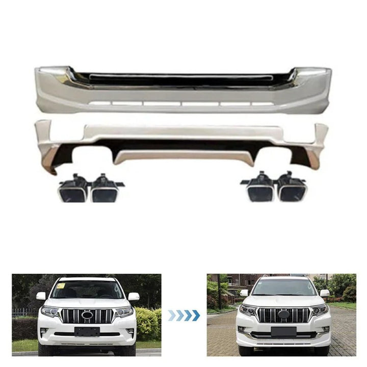 Car Craft Compatible With Toyota Land Cruiser Prado Fj150 2018 Upgrade Facelift Convert To 2019 Modellista Bodykit Front Rear Bumper Lip Side Trim Grill Skirt Splitter Trim Exhasut Pipe Tip F103