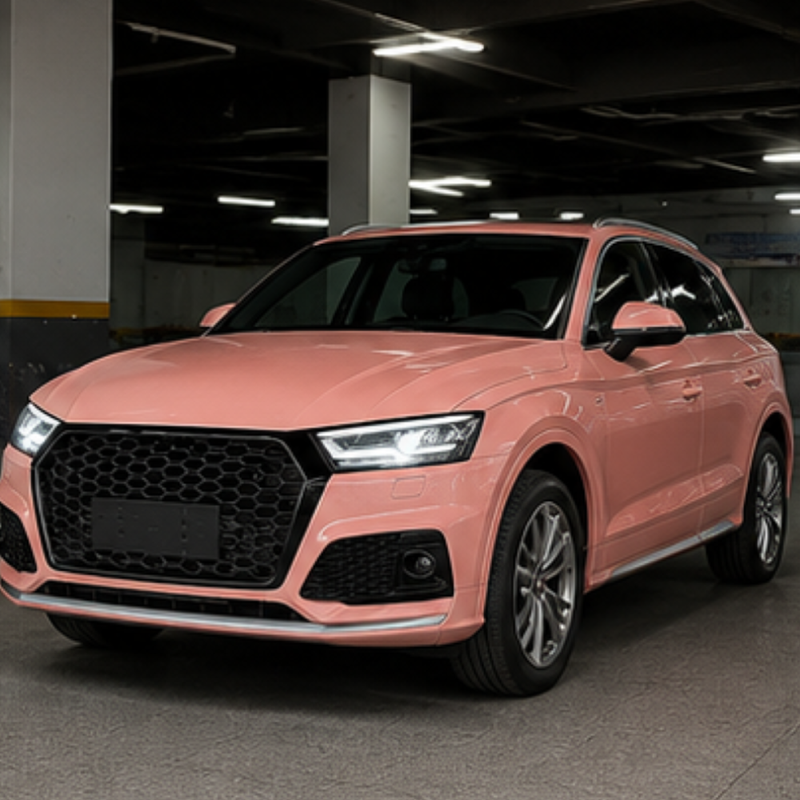 Car Craft Compatible With Audi Q5 B9 2018-2020 Upgraded Front Bumper Show Grill Rsq5 Rs Sport Style Silver Frame Black Mesh All Logo Silver License Plate Eu Version Q5-002 Gc Silver