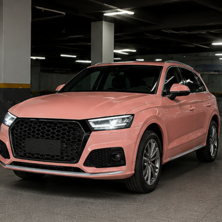 Car Craft Compatible With Audi Q5 B9 2018-2020 Upgraded Front Bumper Show Grill Rsq5 Rs Sport Style Silver Frame Black Mesh All Logo Silver License Plate Eu Version Q5-002 Gc Silver
