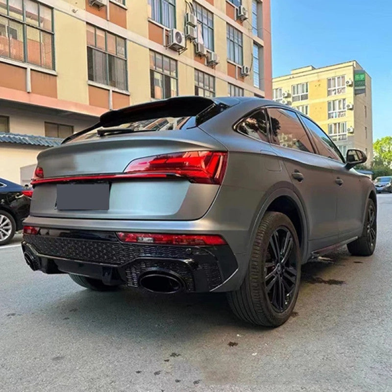 Car Craft Compatible With Audi Q5 2021-2025 Upgraded Facelift Convert To Rsq5 Sq5 Sport Rear After Bumper Lip Diffuser Skirt Trim With Exhaust Pipe Tip Q5-011 Gc Use For Sportback Car Usa