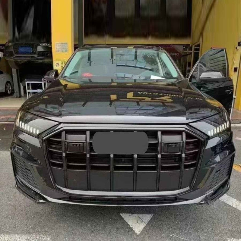 Car Craft Compatible With Audi Q8 2019-2023 Rsq8 Upgraded Front Bumper Show Grill Q8 Rsq8 Rs Sport Style With Acc Black Frame Black Mesh All Logo Silver Q8-006 Gc - CAR CRAFT INDIA