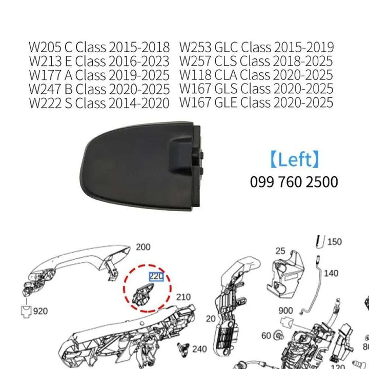 Car Craft Compatible With Mercedes Benz A B C E S Gla Glc Cla Gle Gls Class W177 W247 W118 W205 W222 W223 W253 W254 W213 2015+ Exterior Door Pull Handle Fixed Base Buckle Cap Cover 997602500 Left CC-8466 - CAR CRAFT INDIA