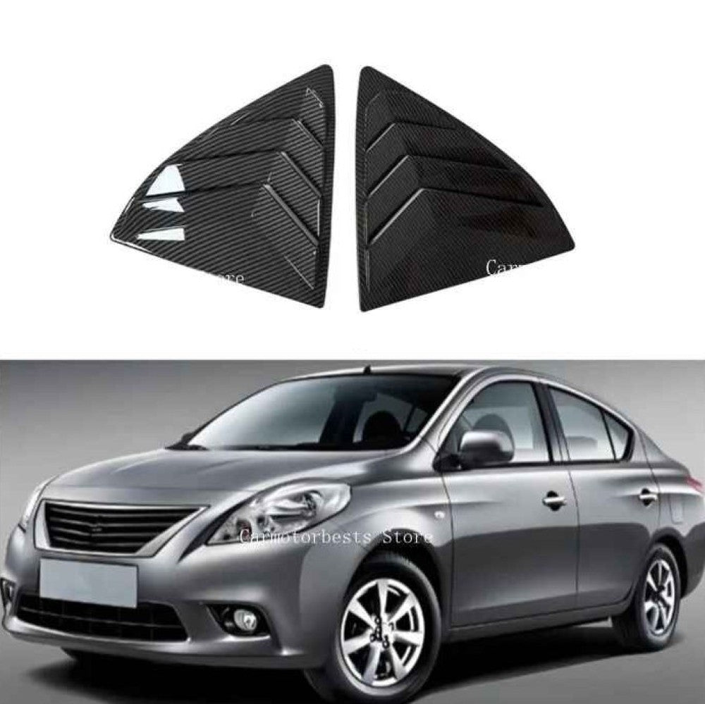 Car Craft Compatible With Nissan Sunny Renault Scala 2011-2018 Car Rear Window Shutter Cover Louver Side Vent Trim Triangle Glossy Black
