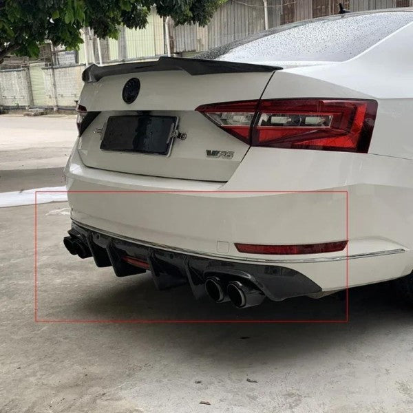 Car Craft Compatible With Skoda Superb 2015-2023 Rear After Bumper Lip Splitter Skirts Diffuser Glossy Black - CAR CRAFT INDIA
