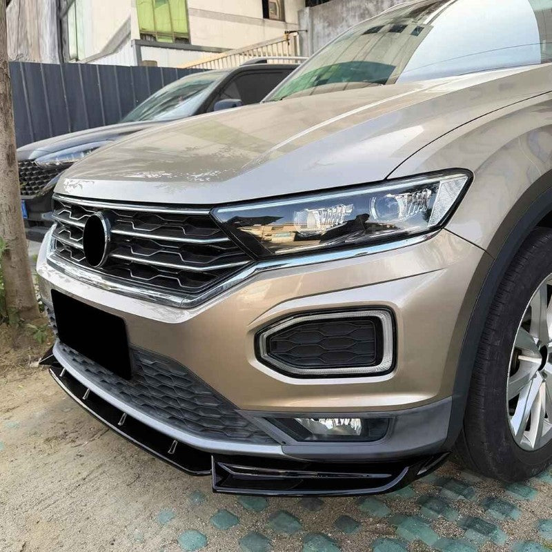 Car Craft Compatible With Volkswagen Vw T-roc Troc 2018-2022 Front Bumper Lip Splitter Skirts Zst-1523 Gb Glossy Black CC-10007 - CAR CRAFT INDIA
