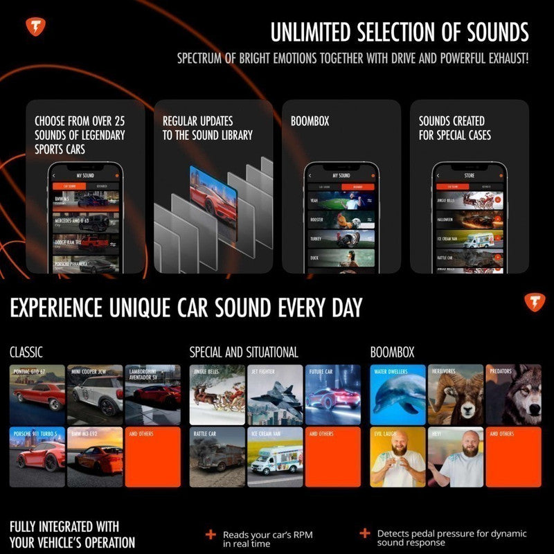 Car Craft Compatible With Exhaust Sound Upgrade Universal Car Sound Generator Thor Electronic Exhaust Sound System Car Speakers Drums Smartphone Controller Storm Speaker CC-9590