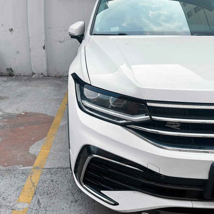 Car Craft Compatible With Vw Volkswagen Tiguan Mk2.5 2021-2023 Car Headlight Eyelid Lamp Eyebrow Skirts Splitter Zst-1235 Cf Carbon Fiber Look - CAR CRAFT INDIA