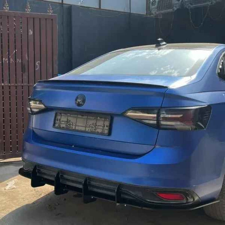 Car Craft Compatible With Volkswagen Vw Virtus 2023-2026 Car Rear After Bumper Lip Diffuser Skirt Trim Blade Style Black
