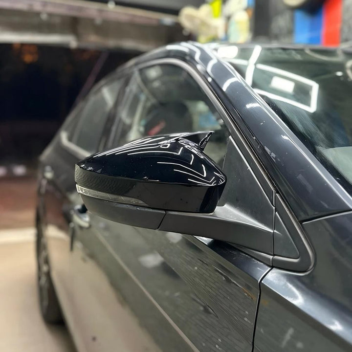 Car Craft Compatible With Volkswagen Vw Virtus 2023-2026 Side Rear View Case Wing Cap Shell Housing Mirror Covers 3m Tape Pasting Style Factroy Style Glossy Black