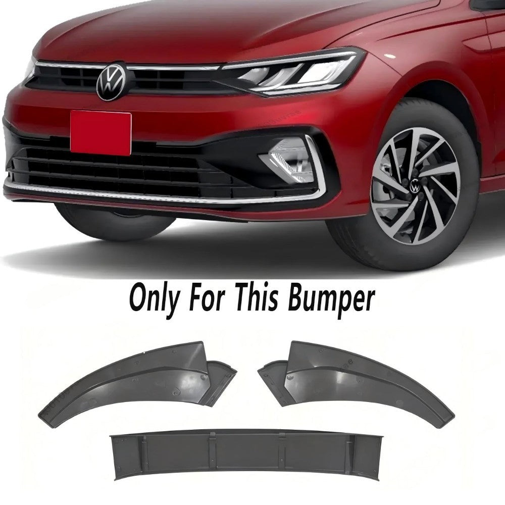 Car Craft Compatible With Vw Volkswagen Virtus 2023+ Front Bumper Lip Splitter Skirts Carbon Fiber Look Ar-vw-0233 Cf CC-7965
