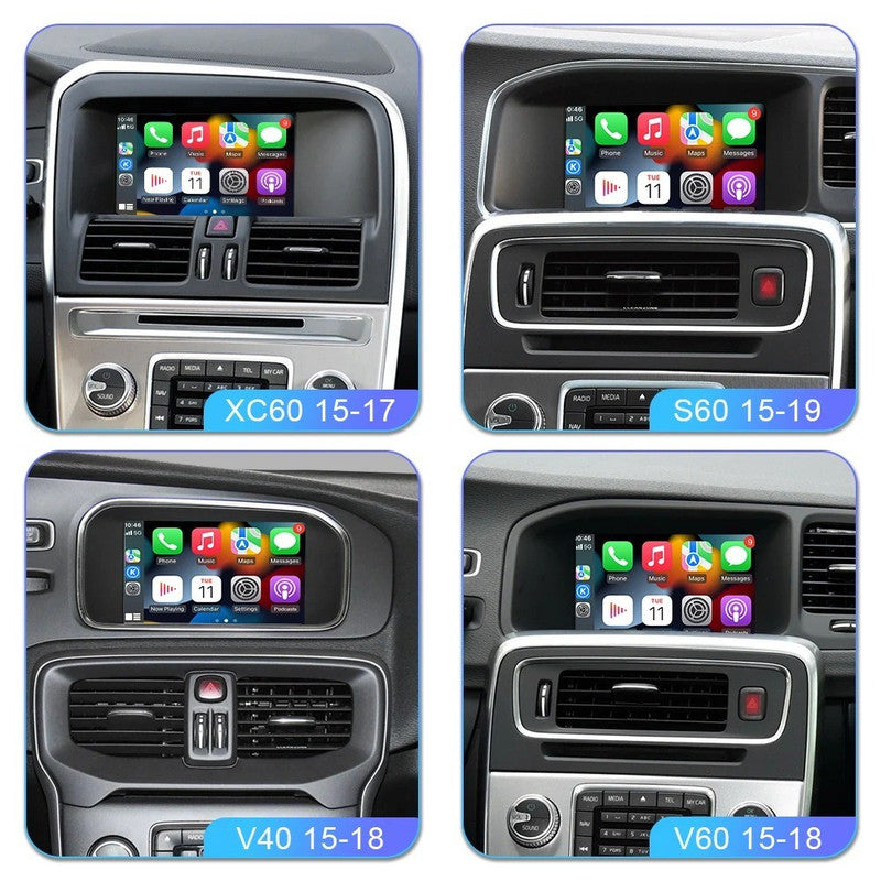 Car Craft Compatible With Volvo S60 2015-2019 V40 V60 Xc60 Upgrade To Wireless Apple Carplay Android Auto Adapter Carplay Box With Screeen Mirror Link Google Maps For Internet Regular Screen CC-9587