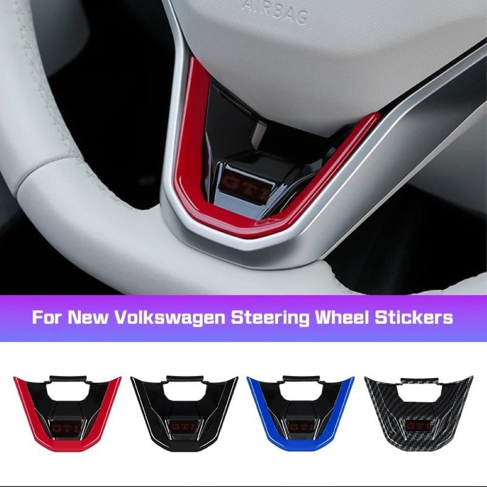 Car Craft Compatible With Volkswagen Virtus Arteon Golf 8 Vw Id.3 Passat B8 T-cross Tiguan Touareg Vw T6 Steering Wheel Trim Badge Logo Gti Line Carbon Fiber Look - CAR CRAFT INDIA