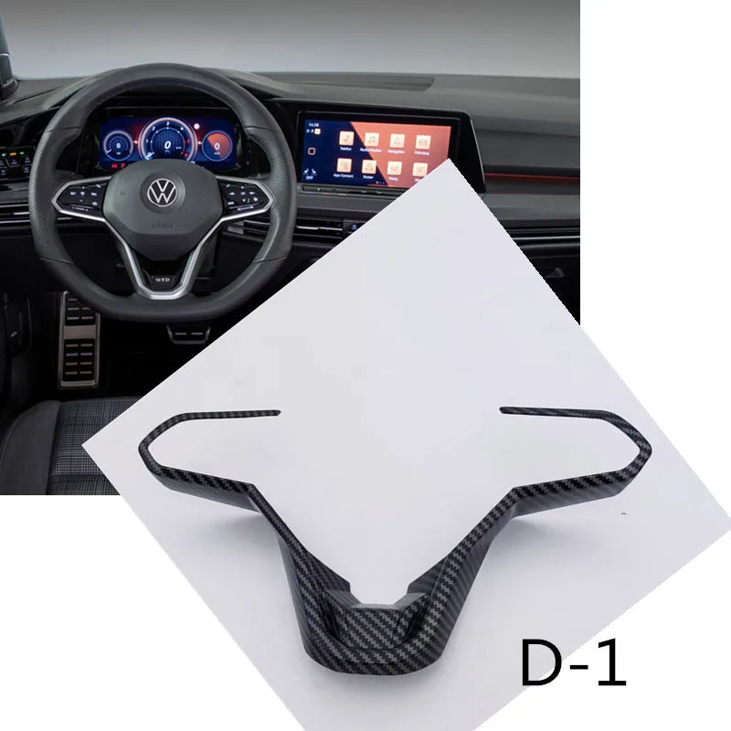 Car Craft Compatible With Volkswagen Virtus Arteon Golf 8 Vw Id.3 Passat B8 T-cross Tiguan Touareg Vw T6 Steering Wheel Trim Frame Cover D1 Silver - CAR CRAFT INDIA