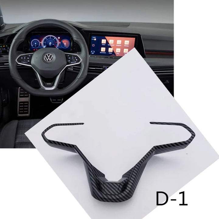 Car Craft Compatible With Volkswagen Virtus Arteon Golf 8 Vw Id.3 Passat B8 T-cross Tiguan Touareg Vw T6 Steering Wheel Trim Frame Cover D1 Silver - CAR CRAFT INDIA