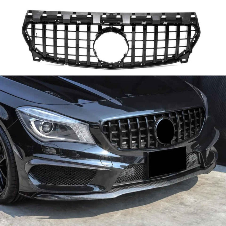 Car Craft Compatible With Mercedes Benz Cla Class W117 C117 X117 2013-2019 Upgrade Front Bumper Cla45 Amg Show Grill Gtr Black Gc W117-004 CC-1750