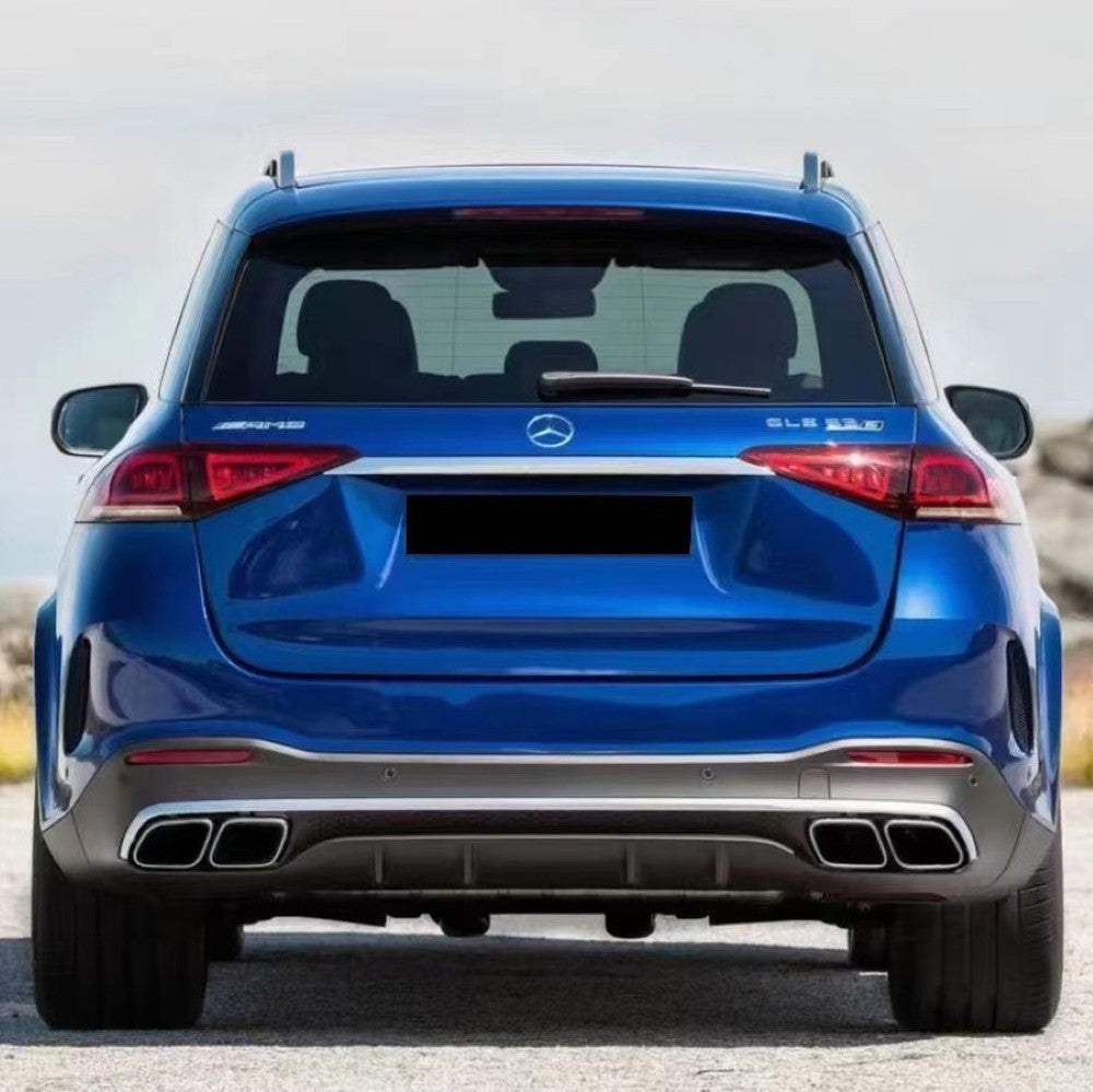 Car Craft Compatible With Mercedes Benz Gle W167 2019-2024 Upgrade Convert To Gle63 Amg Bodykit Rear After Bumper Diffuser Exhaust Pipe Tip Black Round Gc W167-016 Bl