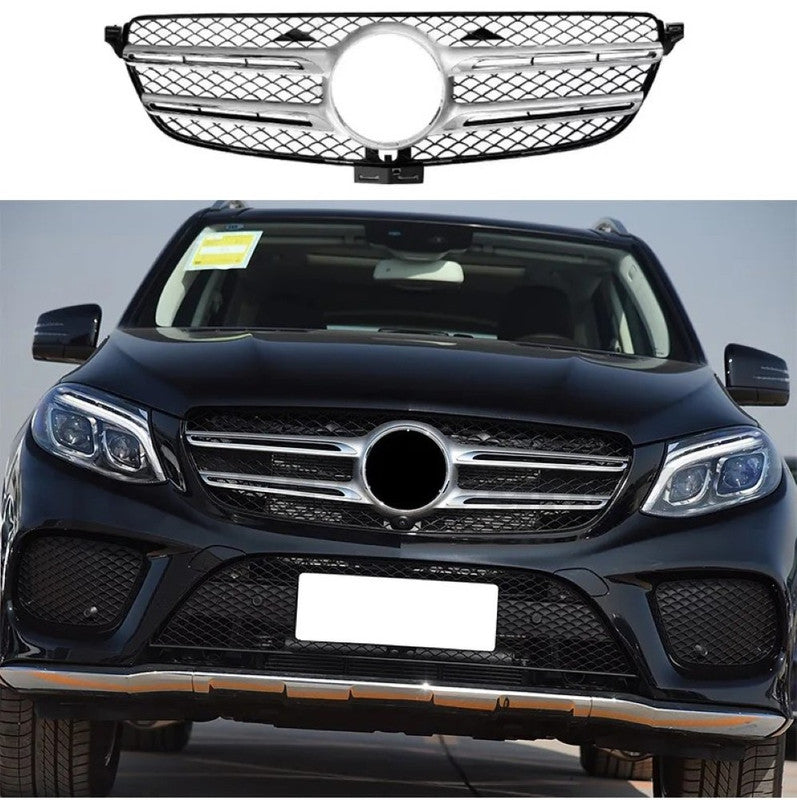 Car Craft Compatible With Mercedes Benz Gle W166 2016-2019 Upgrade Front Bumper Amg Show Grill Amg Silver 2 Gc CC-9608
