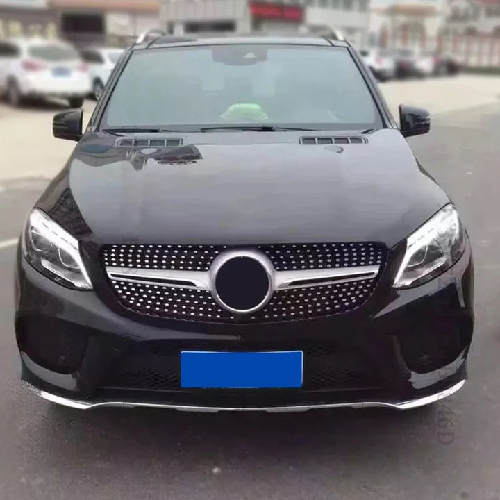 Car Craft Compatible With Mercedes Benz Gle W166 2016-2019 Upgrade Front Bumper Amg Show Grill Diamond Silver Gc CC-9606