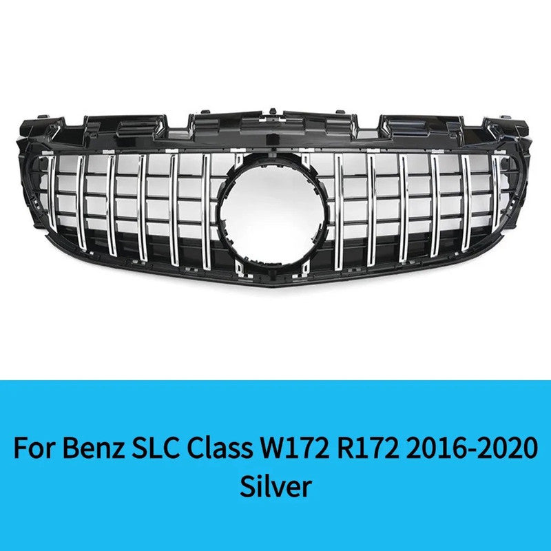 Car Craft Compatible With Mercedes Benz Slc W172 2016-2016 Front Bumper Show Grill Amg Gt Gtr Silver Chrome