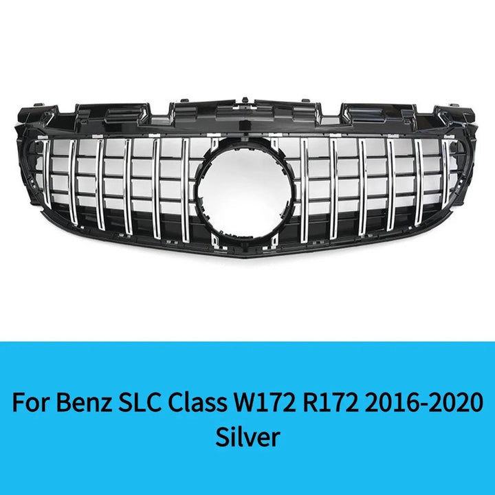 Car Craft Compatible With Mercedes Benz Slc W172 2016-2016 Front Bumper Show Grill Amg Gt Gtr Silver Chrome