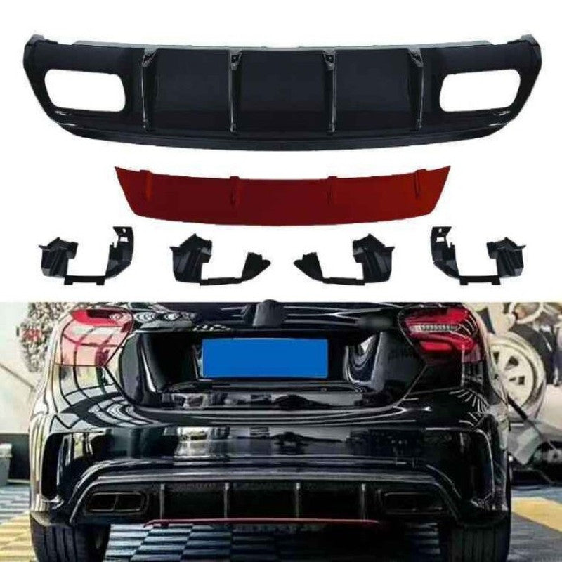 Car Craft Compatible With Mercedes Benz A Class W176 2012-2016 Rear Bumper Upgrade Convert To Amg Amg45 After Rear Lip Diffuser Red W176-010