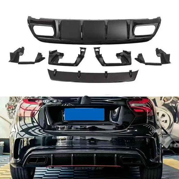 Car Craft Compatible With Mercedes Benz A Class W176 2012-2016 Rear Bumper Upgrade Convert To Amg Amg45 After Rear Lip Diffuser W176-009
