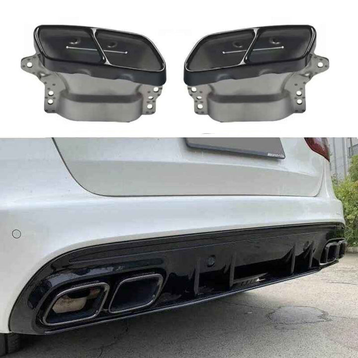 Car Craft Compatible With Mercedes Benz A Class W176 2012-2016 Rear Bumper Upgrade Convert To Amg Amg45 Exhaust Tip Pipe Black W176-012