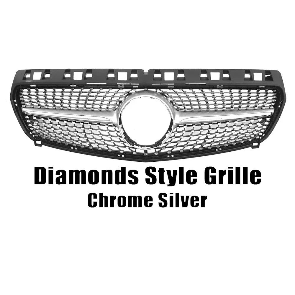 Car Craft Compatible With Mercedes Benz A Class W176 2012-2016 Front Bumper AMG Show Grill Diamond Silver CC-1699