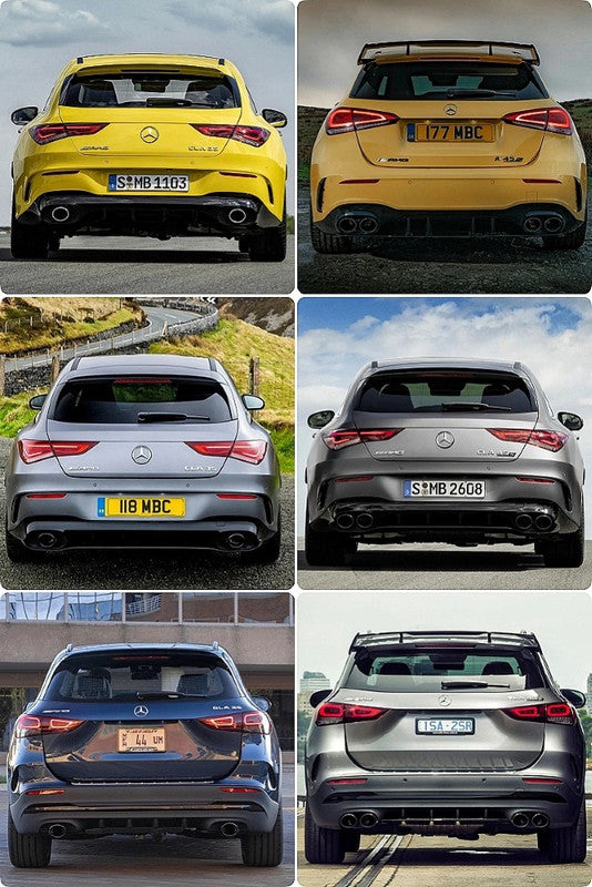 Car Craft Compatible With Mercedes Benz A Class W177 2018-2024 Rear Bumper Upgrade Convert To Amg Amg45 Exhaust Tip Pipe Dual Black W177-014