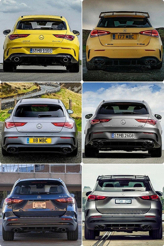 Car Craft Compatible With Mercedes Benz A Class W177 2018-2024 Rear Bumper Upgrade Convert To Amg Amg45 Exhaust Tip Pipe Dual Silver Chrome W177-013