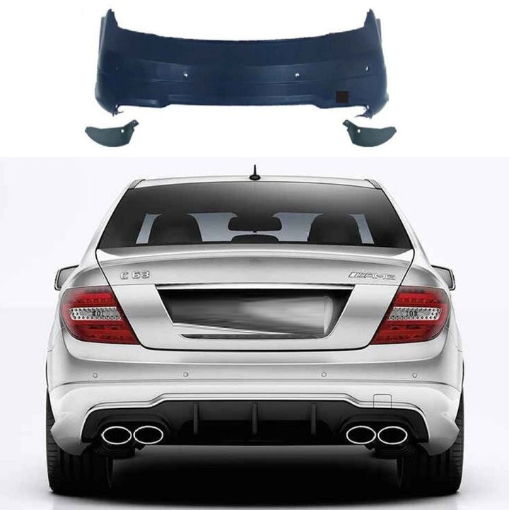 Car Craft Compatible With Mercedes Benz C Class W204 2011-2014 Front Rear Bumper Upgrade Convert To Amg C63 Amg Bumper Bodykit Diffuser Skirts W204-015