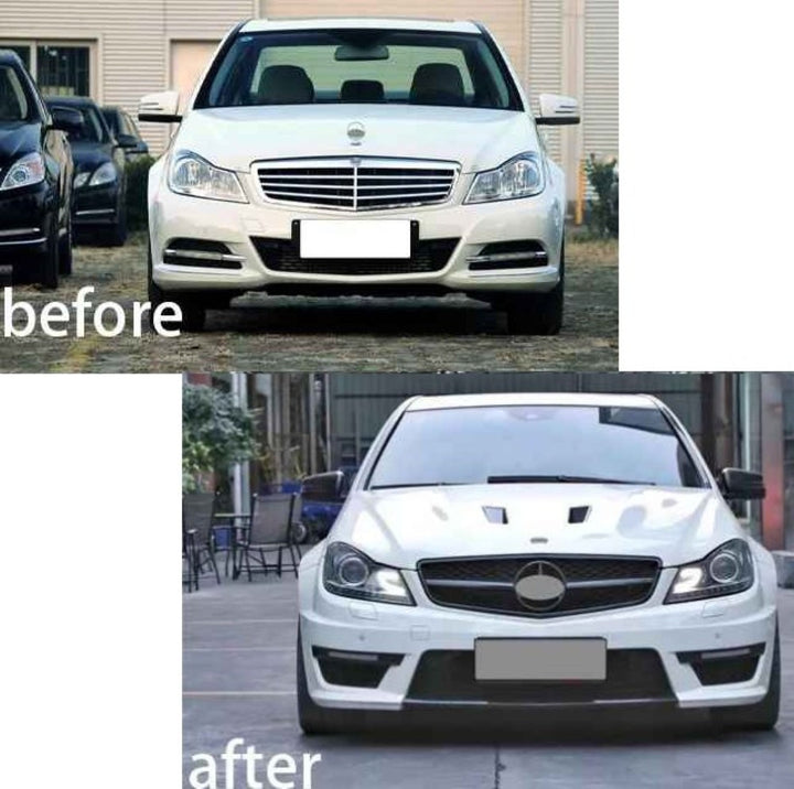 Car Craft Compatible With Mercedes Benz C Class W204 2011-2014 Front Bumper Upgrade Convert To Amg C63 Amg Bumper Bodykit Gc W204-005