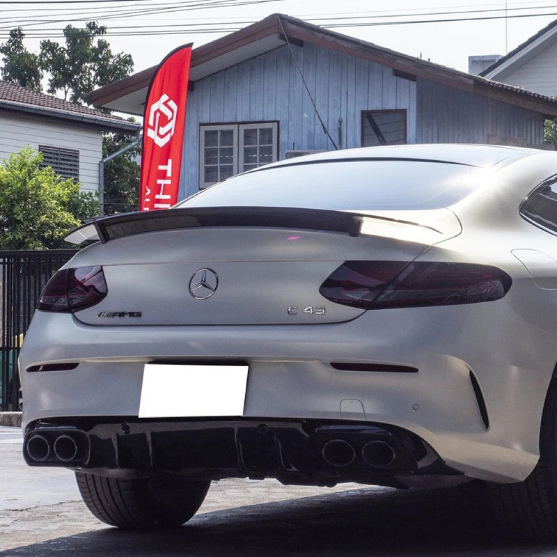 Car Craft Compatible With Mercedes Benz C Class W205 C205 Coupe 2015-2021 Rear Bumper Upgrade Convert To Amg Amg C43 Exhaust Tip Pipe Dual Glossy Black Gc W205-031