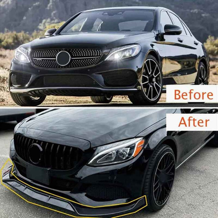 Car Craft Compatible With Mercedes Benz C Class W205 C205 Coupe 2015-2021 Classic Standard Front Bumper Lip Splitter Skirts Brabus Style Glossy Black GC