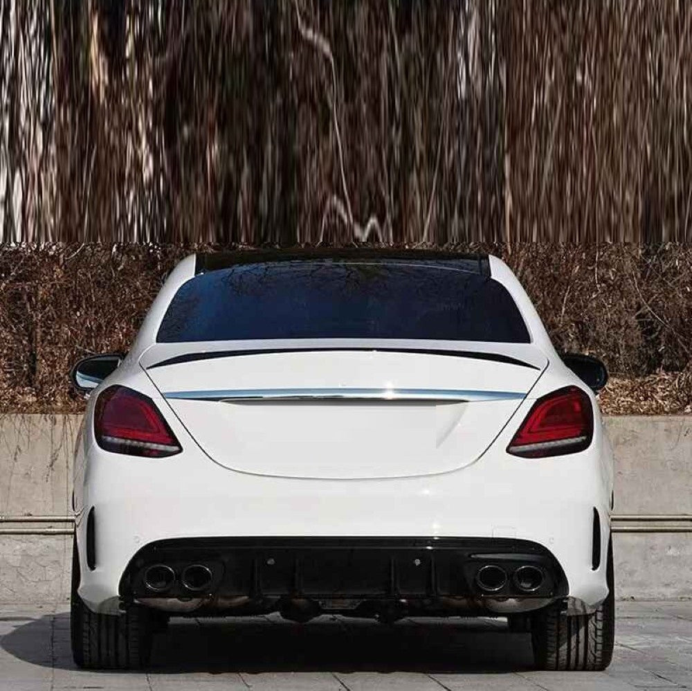 Car Craft Compatible With Mercedes Benz C Class W205 Lci 2019-2021 Amg Rear Bumper Upgrade Convert To Amg Amg C63 After Rear Lip Diffuser Gc W205-023