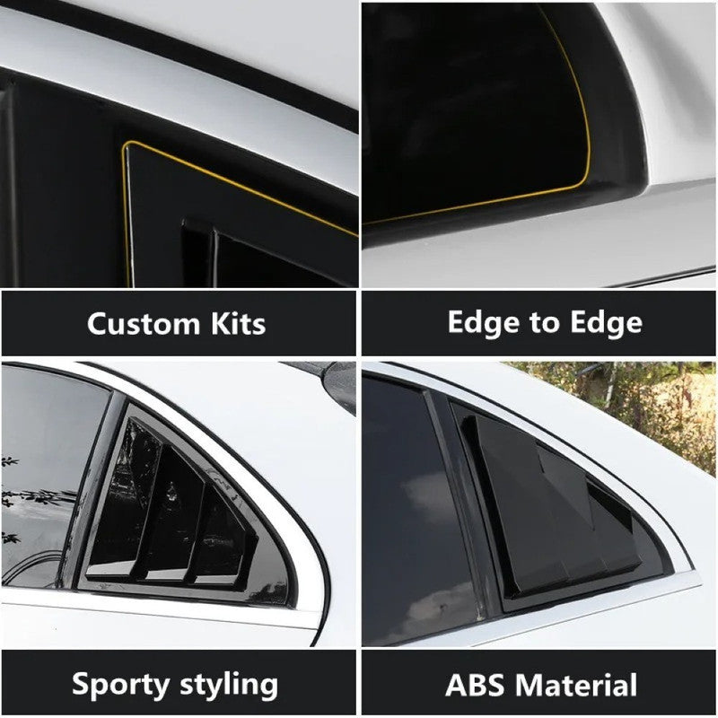 Car Craft Compatible With Mercedes Benz C Class W205 2015-2021 Car Rear Window Shutter Cover Louver Side Vent Trim Triangle Glossy Black - CAR CRAFT INDIA