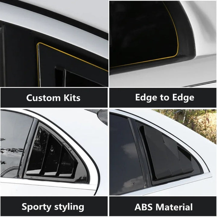 Car Craft Compatible With Mercedes Benz C Class W205 2015-2021 Car Rear Window Shutter Cover Louver Side Vent Trim Triangle Glossy Black - CAR CRAFT INDIA