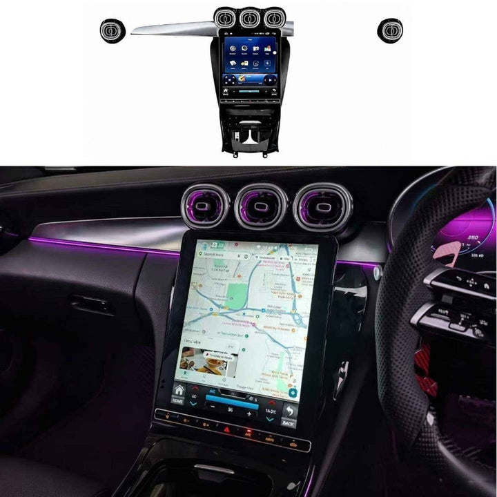 Car Craft Compatible With Mercedes Glc W253 X253 C Class W205 V Class W447 Android Multimedia Infotainment Player Carplay 4gb+64gb 12.5 Inch Tesla Style With Ambient Light Led Ac Air Vent Grill Cover Ntg 5.0