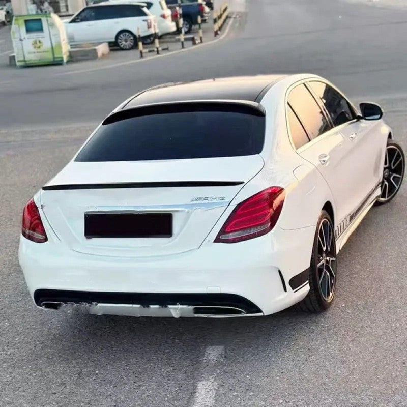Car Craft Compatible With Mercedes Benz C Class W205 2014-2021 Rear Trunk Wing Boot Lip Wing Roof Spoiler Carbon Black