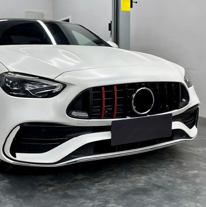 Car Craft Compatible With Mercedes Benz C Class W206 2021-2025 Amg Front Bumper Show Grill Brabus Bbs Style Carbon Fiber Look Red - CAR CRAFT INDIA