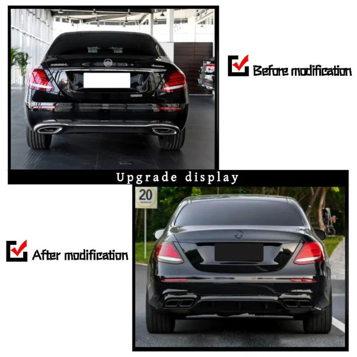 Car Craft Compatible With Mercedes Benz E Class W213 2016-2020 Upgrade Facelift Convert To Amg E63 Amg63 Bodykit Rear Bumper After Lip Diffuser Skirt Silver Gc W213-017